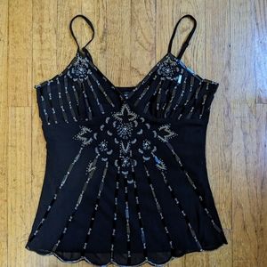 NWT Wet Seal Black Sequin Beaded Tank Top Sz L